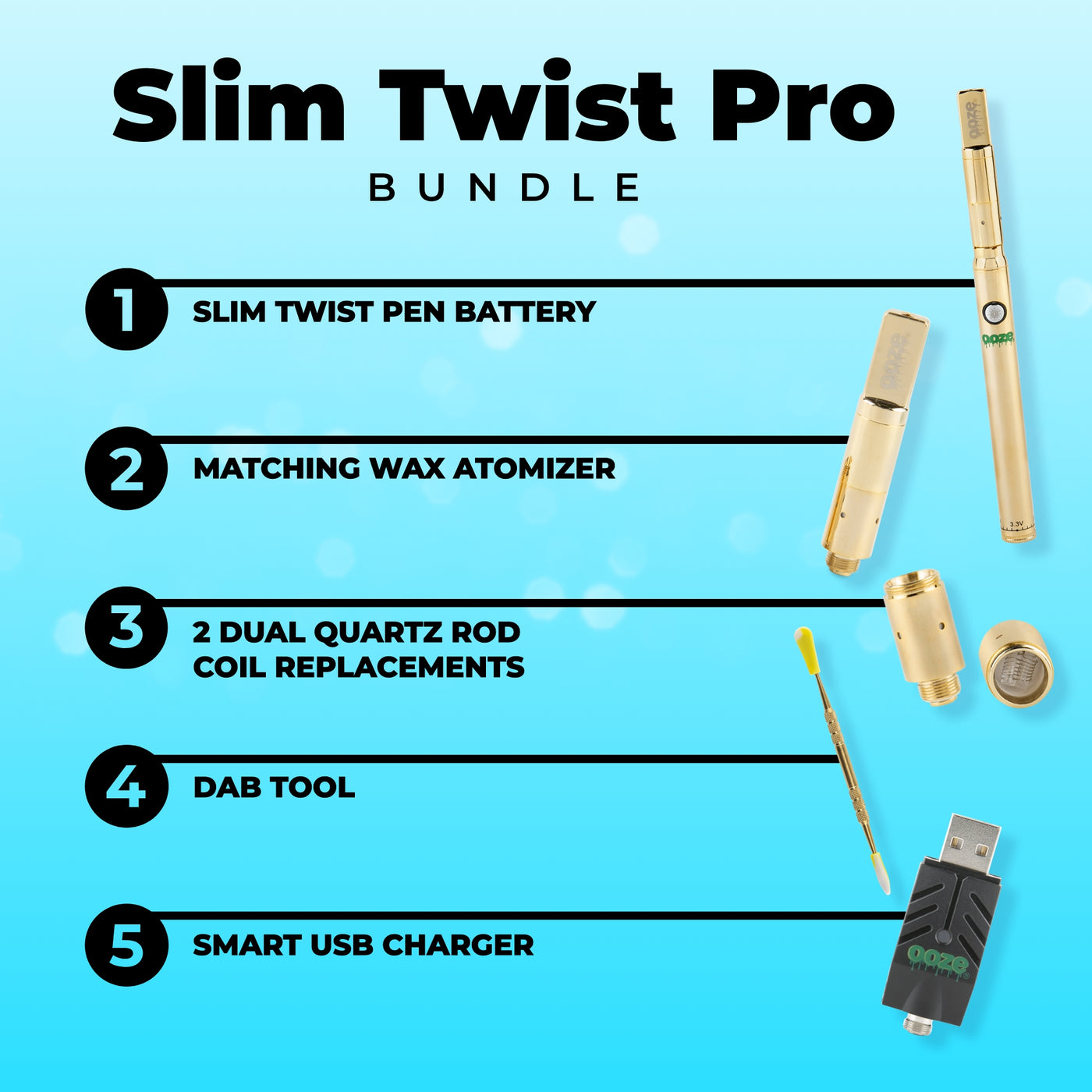 Slim Twist Pro 510 Thread Battery + Atomizer Kit - Gold