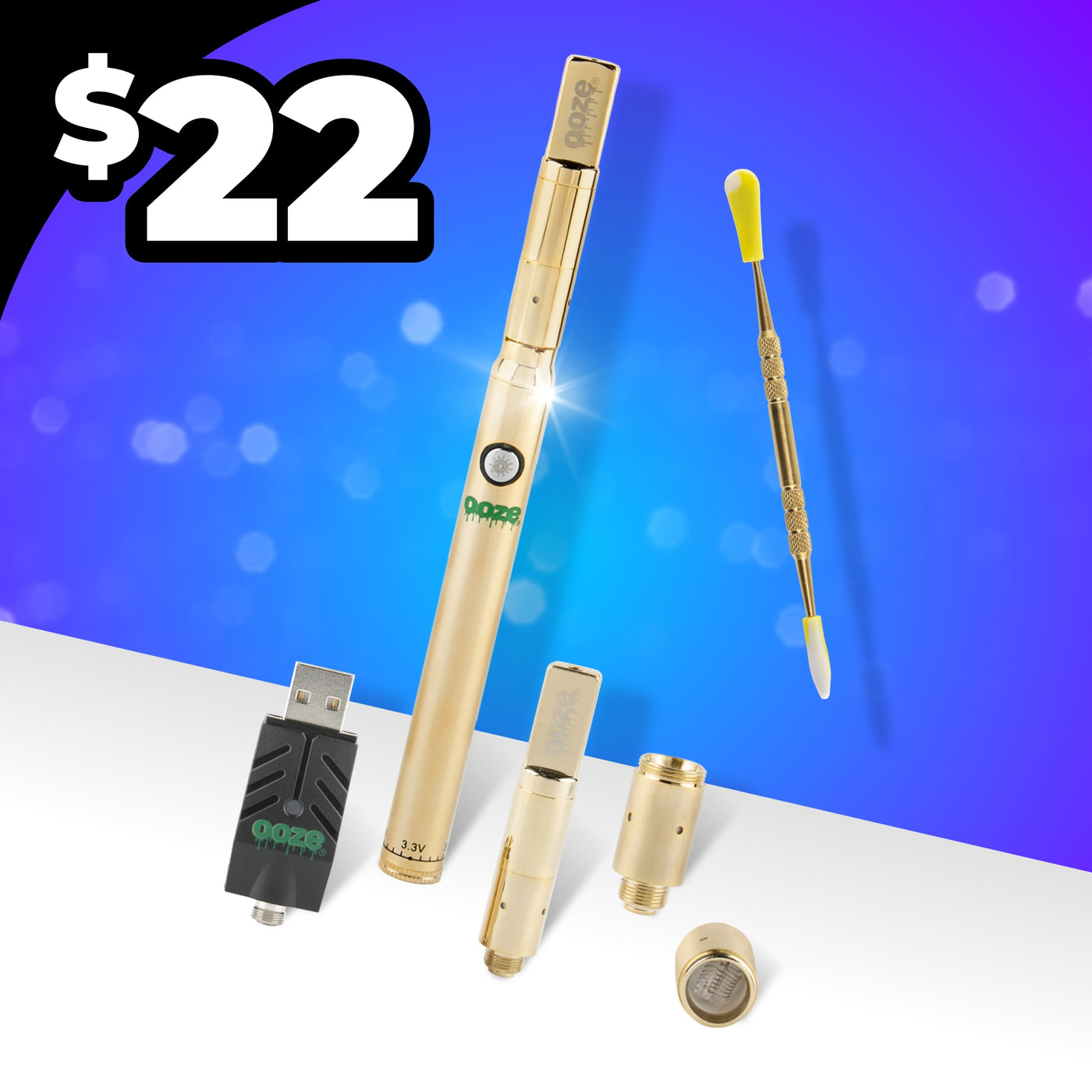 Slim Twist Pro 510 Thread Battery + Atomizer Kit - Gold