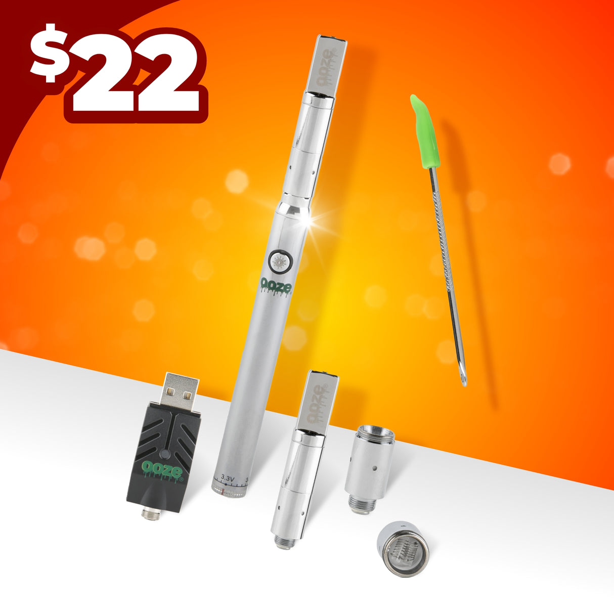 Slim Twist Pro 510 Thread Battery + Atomizer Kit - Silver