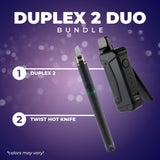 Duplex 2 Duo bundle with Duplex 2 and Twist Hot Knife on a purple background