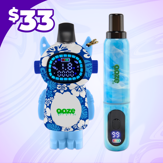 Blue Bot vape device with digital display and light blue vape pen for $33.