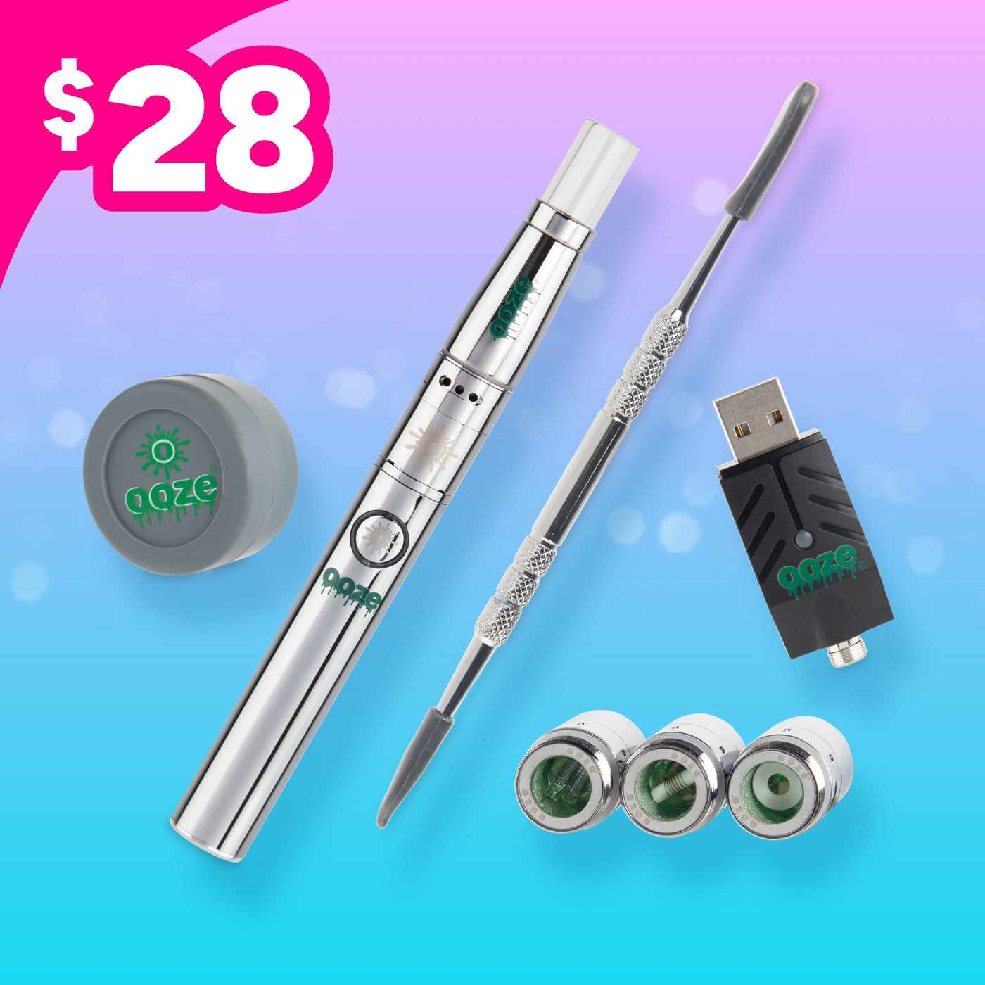 Ooze Fusion Vaporizer Kit - Chrome | Dab Pen Kit Ooze Fusion Vaporizer Kit - Chrome | Dab Pen Kit