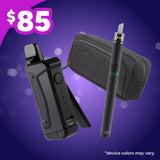 Black Duplex 2, twist hot knife and travel pouch on a purple background with $85 price tag