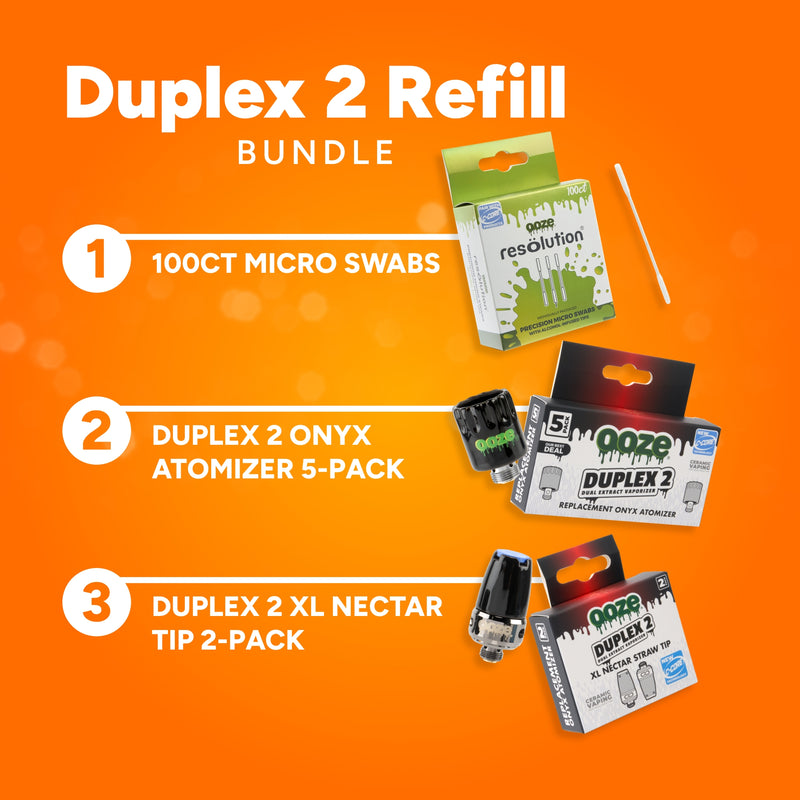 Duplex 2 Refill Bundle on an orange background with product packaging displayed.