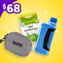 Ooze Duplex 2, gray case, and green packaging on a yellow background with a price tag of $68.