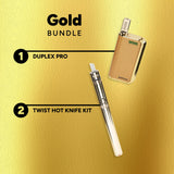 Gold Bundle with Duplex Pro and Twist Hot Knife Kit on a gold background