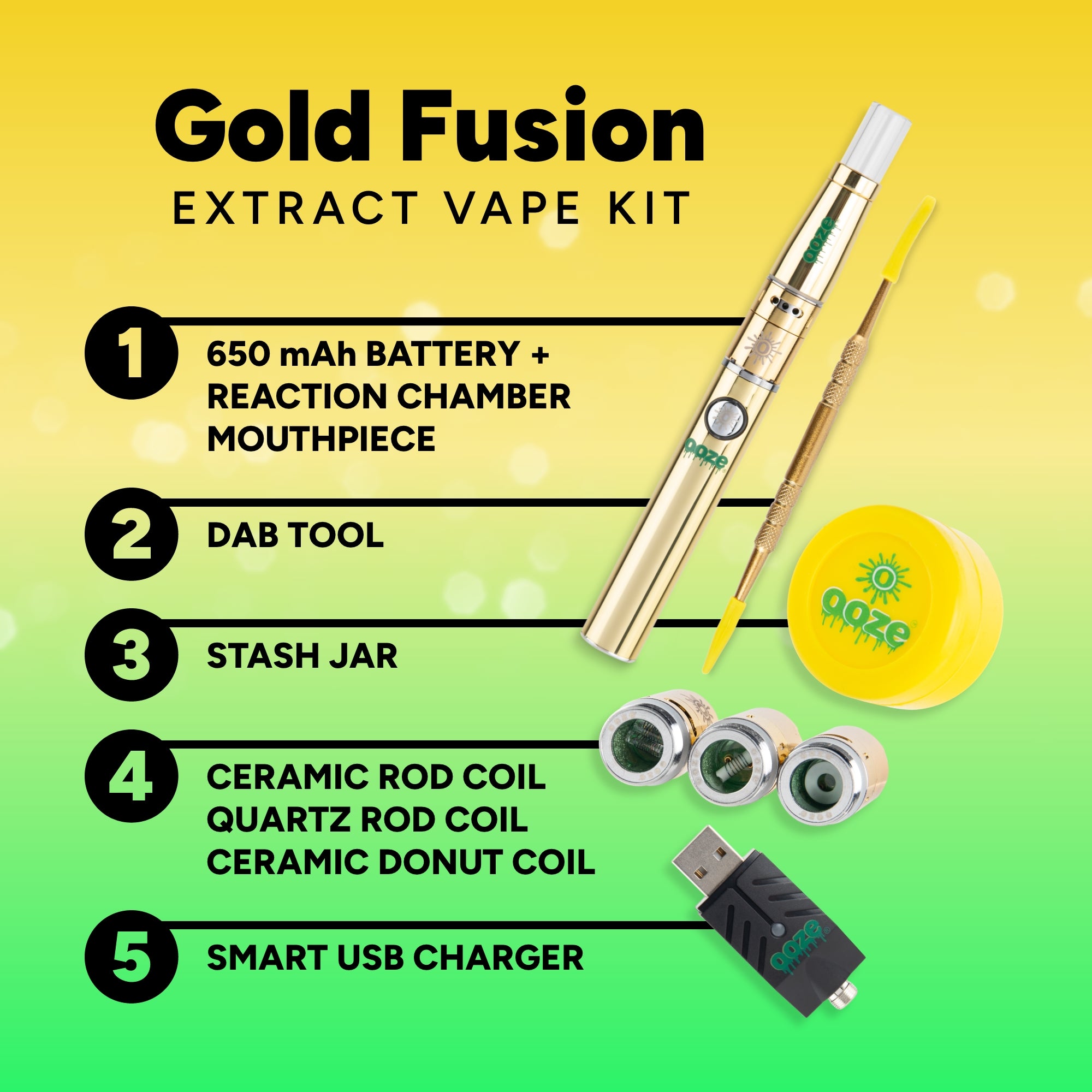 Ooze Fusion Vaporizer Kit - Gold | Dab Pen Kit