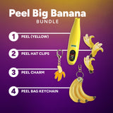 Promotional graphic of 'Peel Big Banana' bundle with product and accessories on a purple background