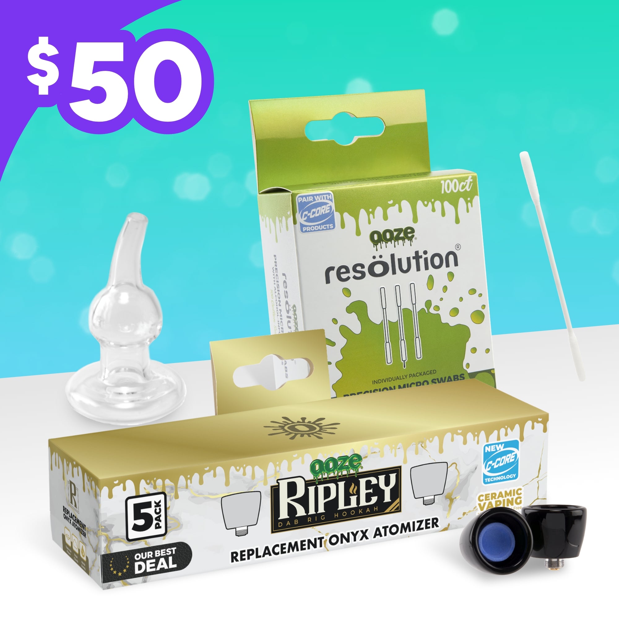 Ooze Ripley Hookah Dab Rig Refill Bundle | Ooze