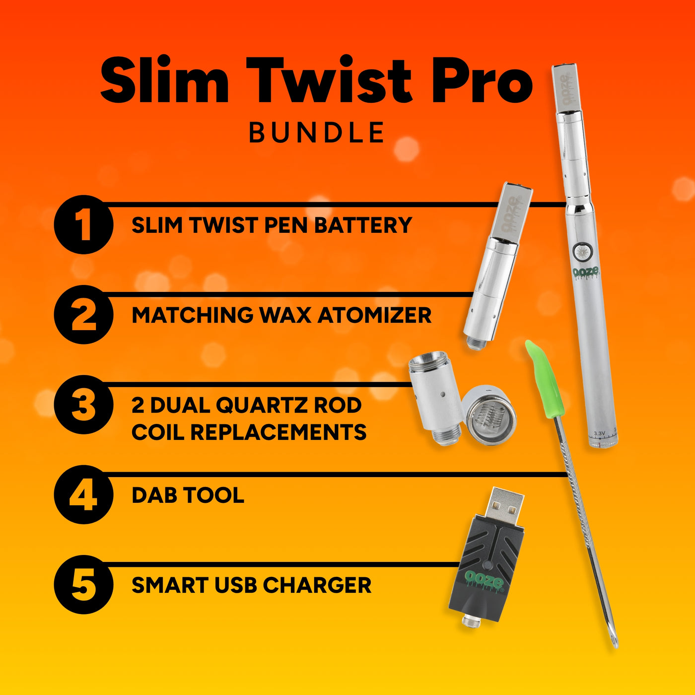 Ooze Slim Twist PRO - 510 Battery + Atomizer Kit - Silver Ooze Slim Twist PRO - 510 Battery + Atomizer Kit - Silver