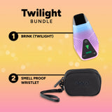 Twilight Bundle with Brink device and smell proof wristlet on a gradient background