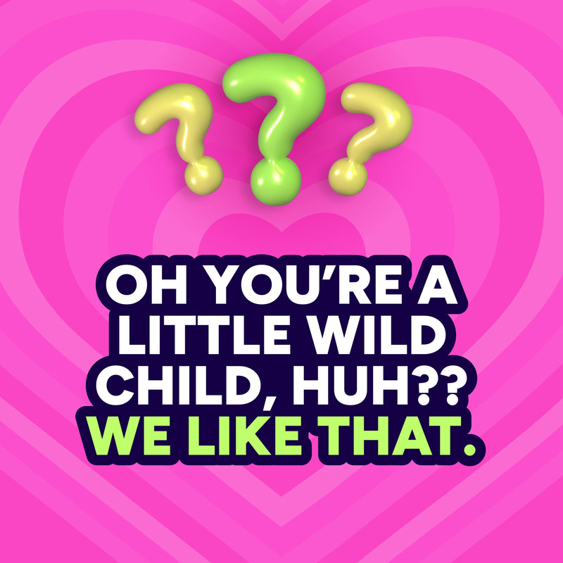 Text with question marks and a quote on a pink heart background