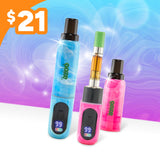 Blue and pink Ooze Hivos on a gradient background with $21 price tag
