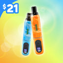 Blue and orange Ooze HIvo batteries on a gradient background with $21 price tag