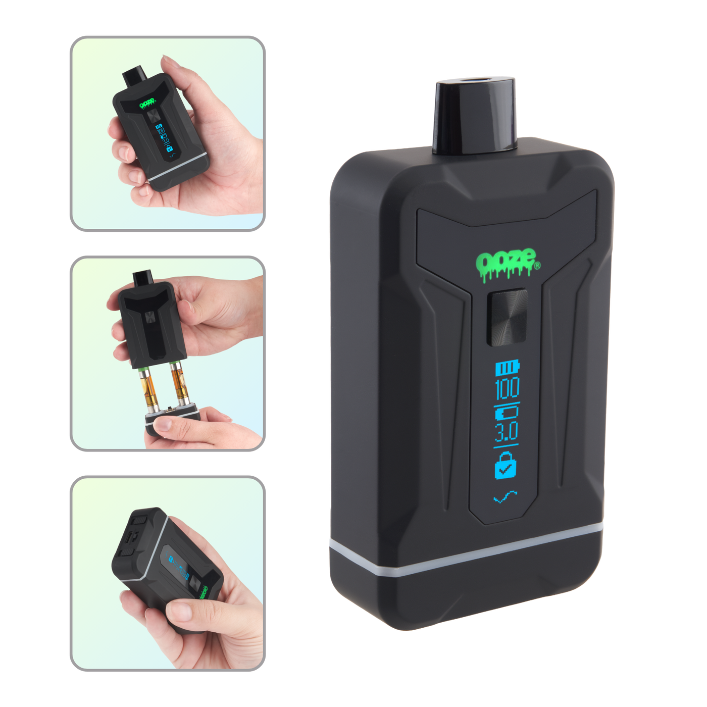 Duet Black Concealed Dual Cartridge Vape Battery | Ooze Duet Black Concealed Dual Cartridge Vape Battery | Ooze