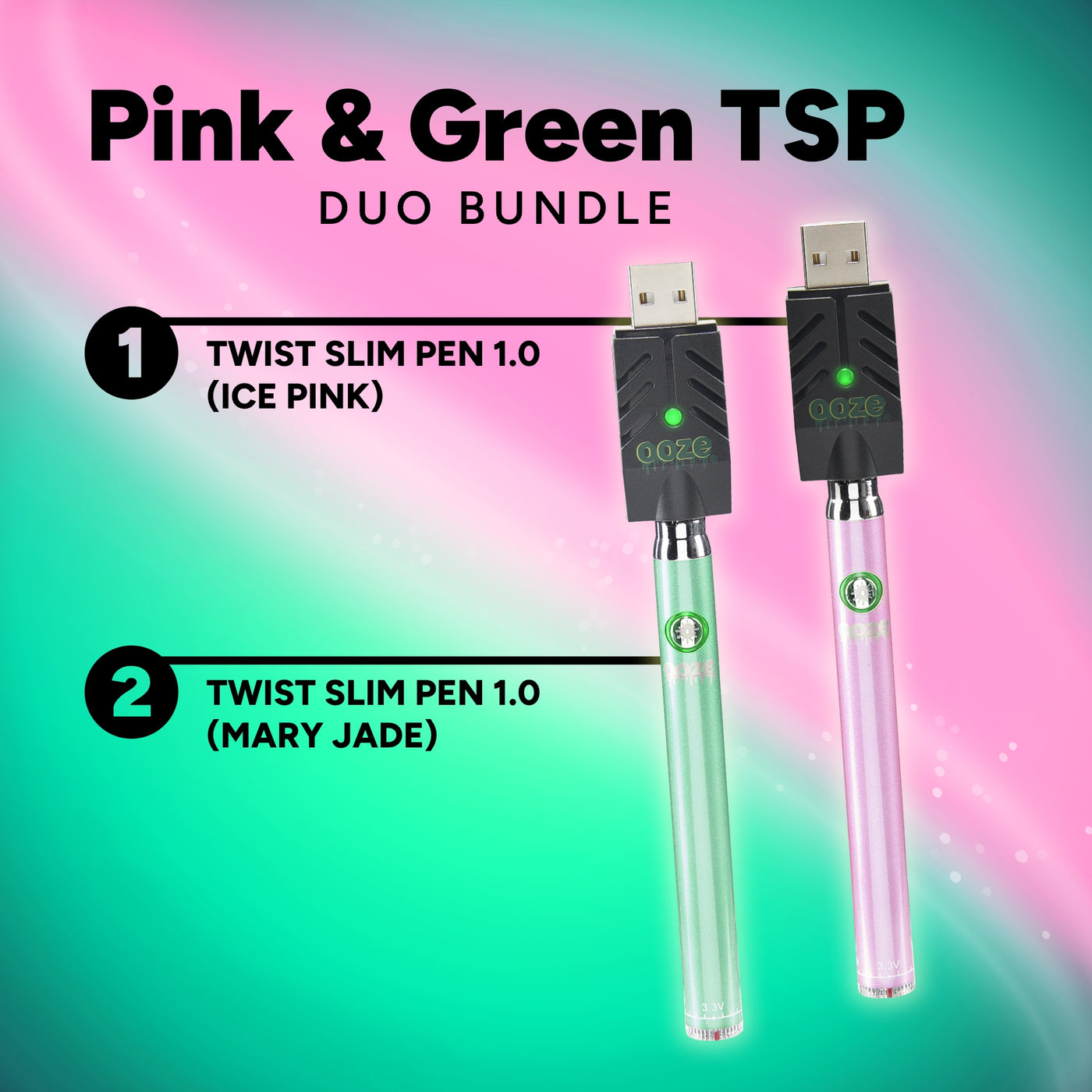 Pink & Green Twist Slim Pen Duo