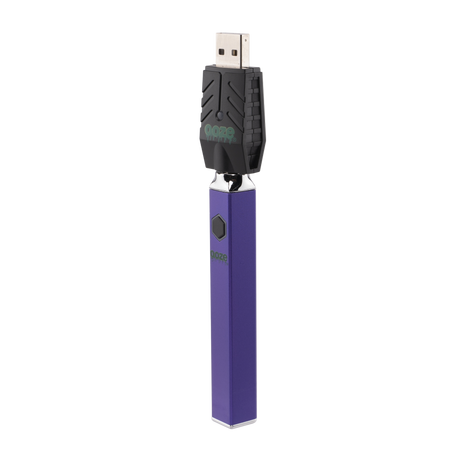 Purple Quad 2 battery on angle with smart charger attached