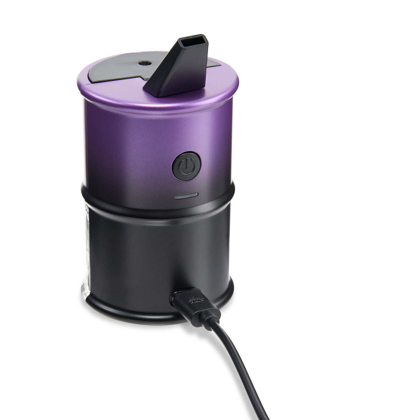 front view of purple Electro Barrel electric dab rig charging