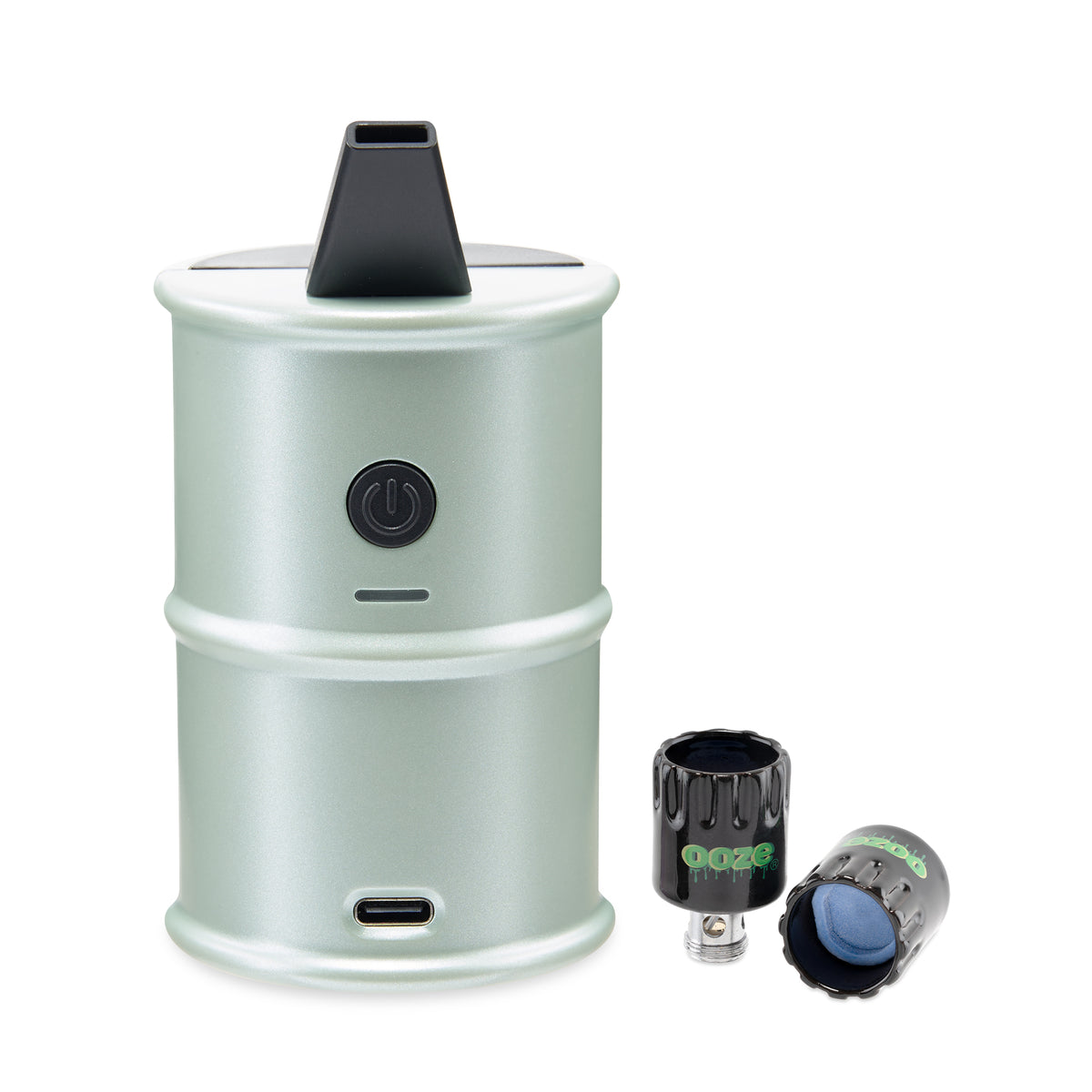 front view of sage electro barrel electric dab rig with attachments