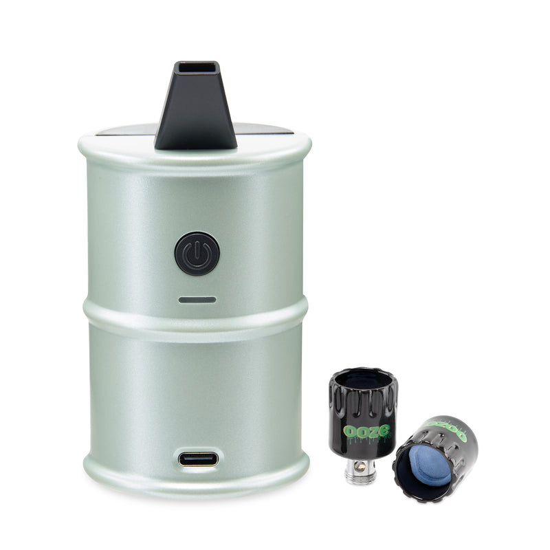 front view of sage electro barrel electric dab rig with attachments