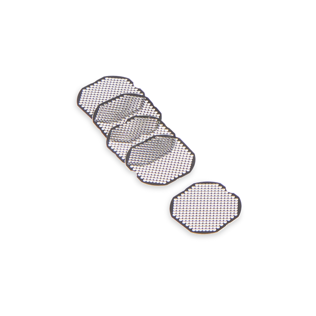 5 Verge replacement chamber screens are laid out in a row