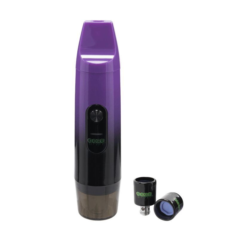 Front view of Purple Booster extract vape with attachments 