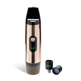 Front view of Rose Gold Booster extract vape with attachments
