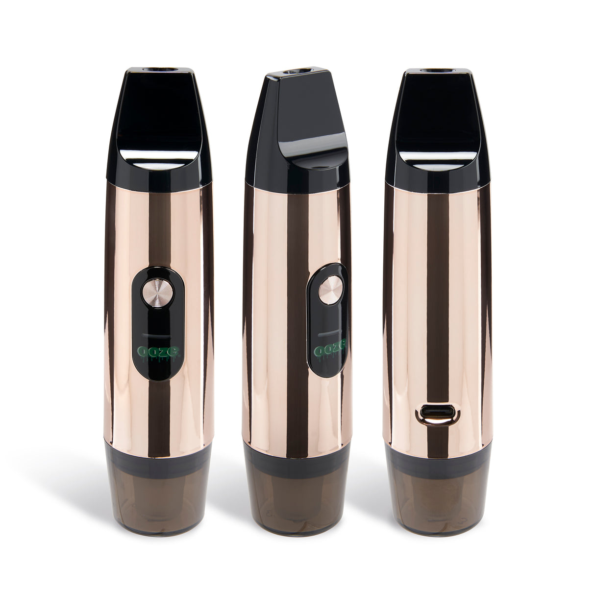 Three Rose Gold Booster extract vapes in different angles