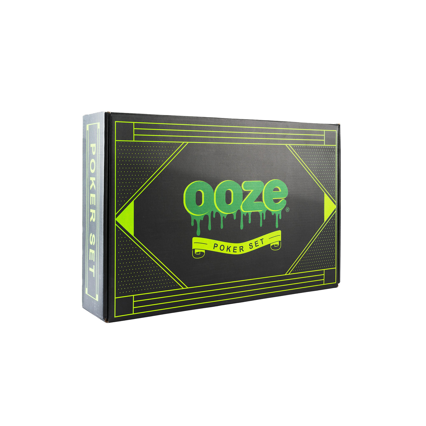 Angled view of Ooze Poker Set box