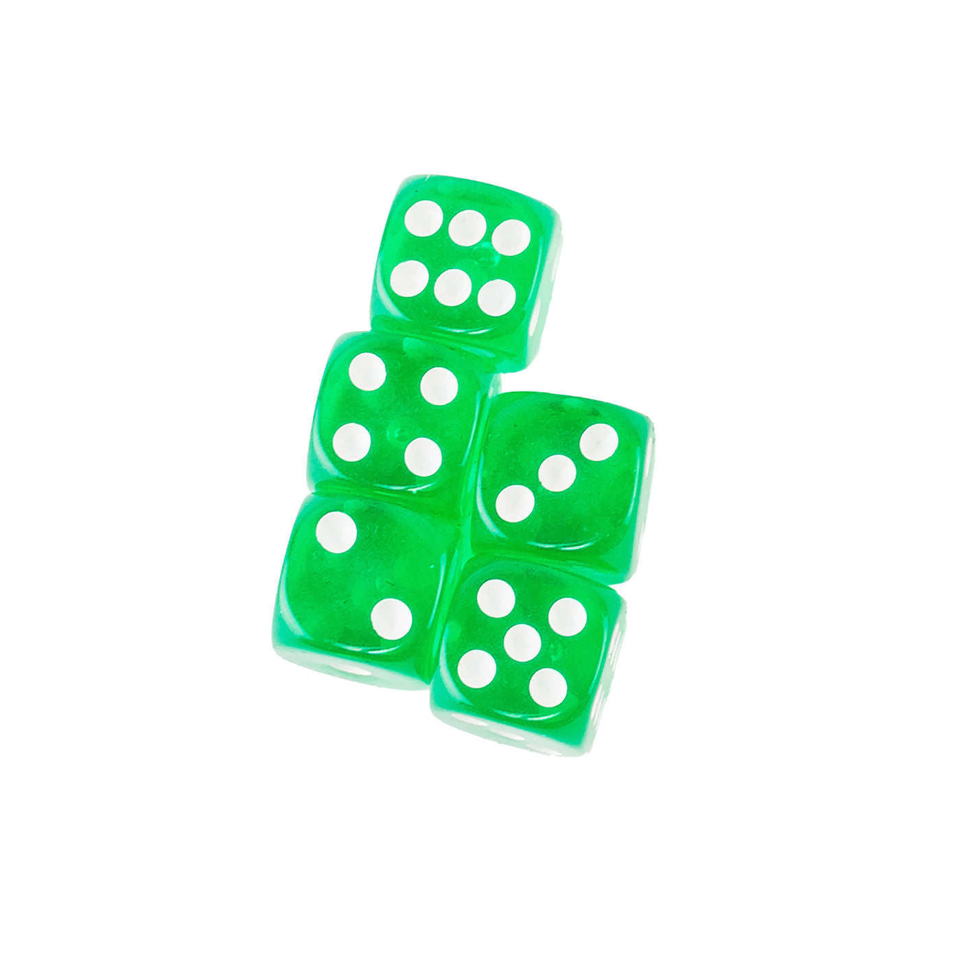 Five green dice from Ooze Poker Set