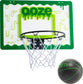 The Ooze Mini Basketball Hoop has a clear backboard with green accents and an Ooze logo. The mini black and green basketball is to the lower right