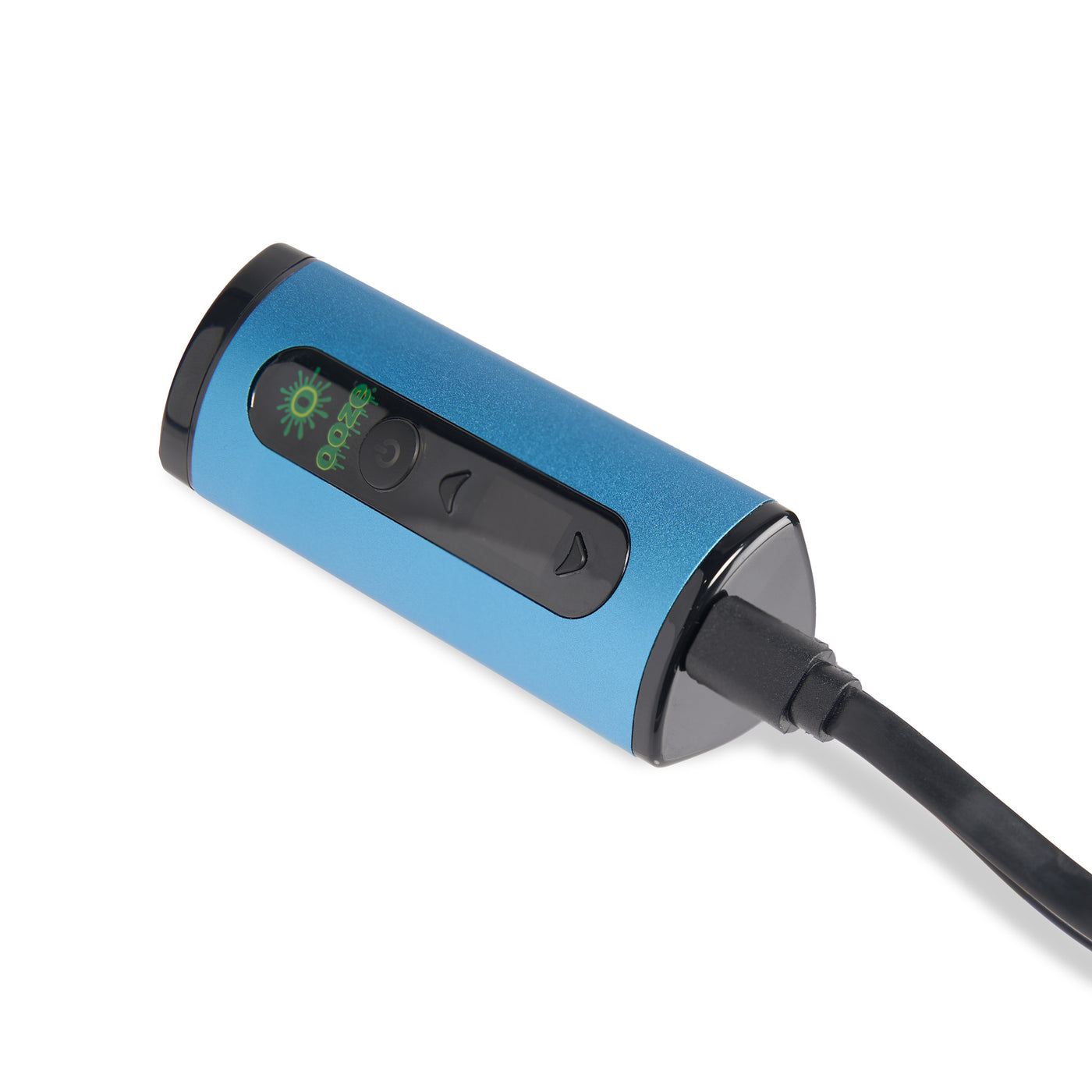 Blue Drought dry herb vaporizer plugged into the charger
