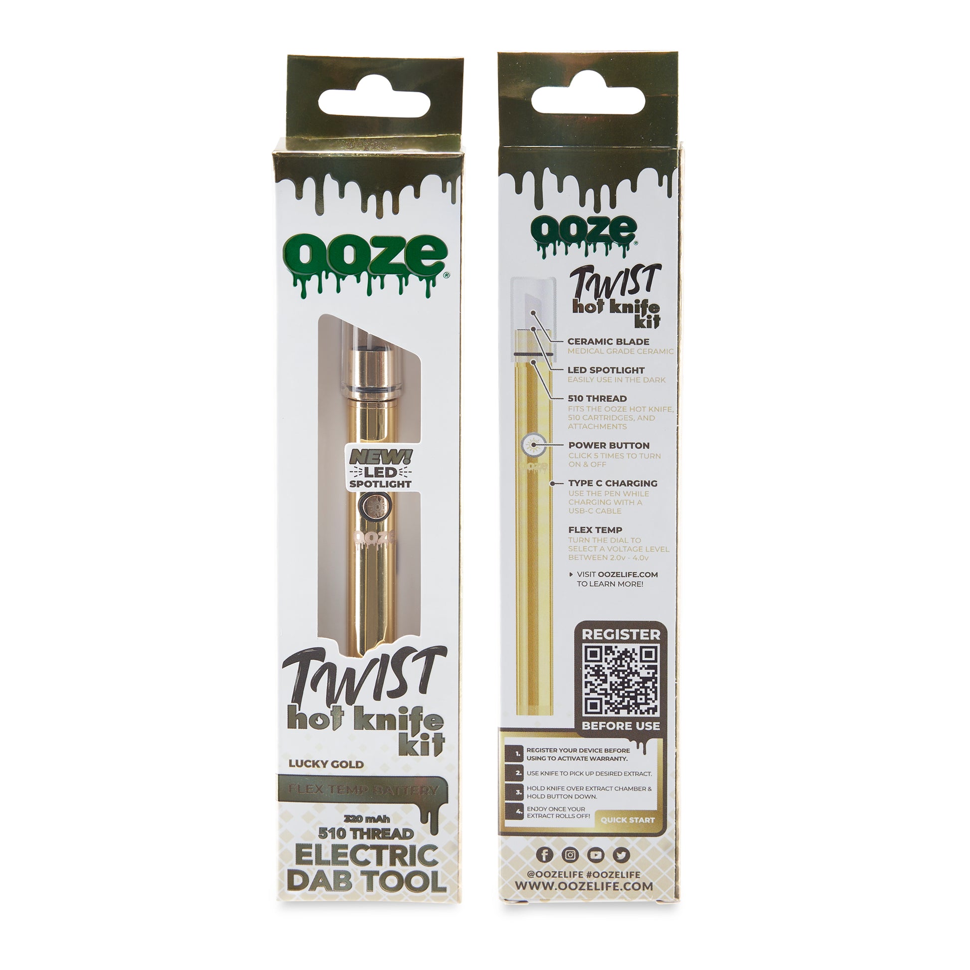 Gold Dab Pen Twist Hot Knife Tool with LED Spotlight