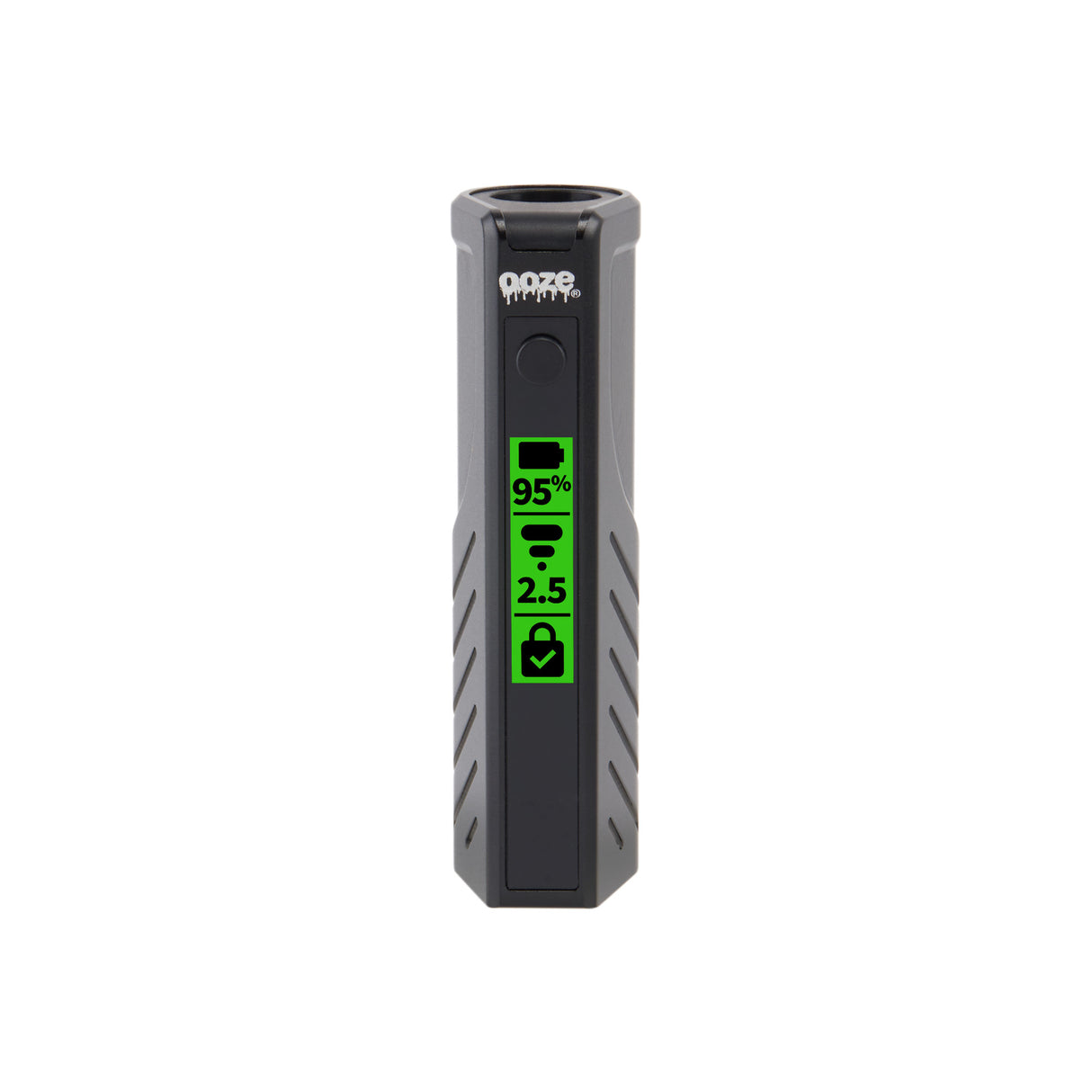 The black Novex 2 battery with the screen turned on