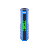 Blue Novex 2 battery with screen turned on