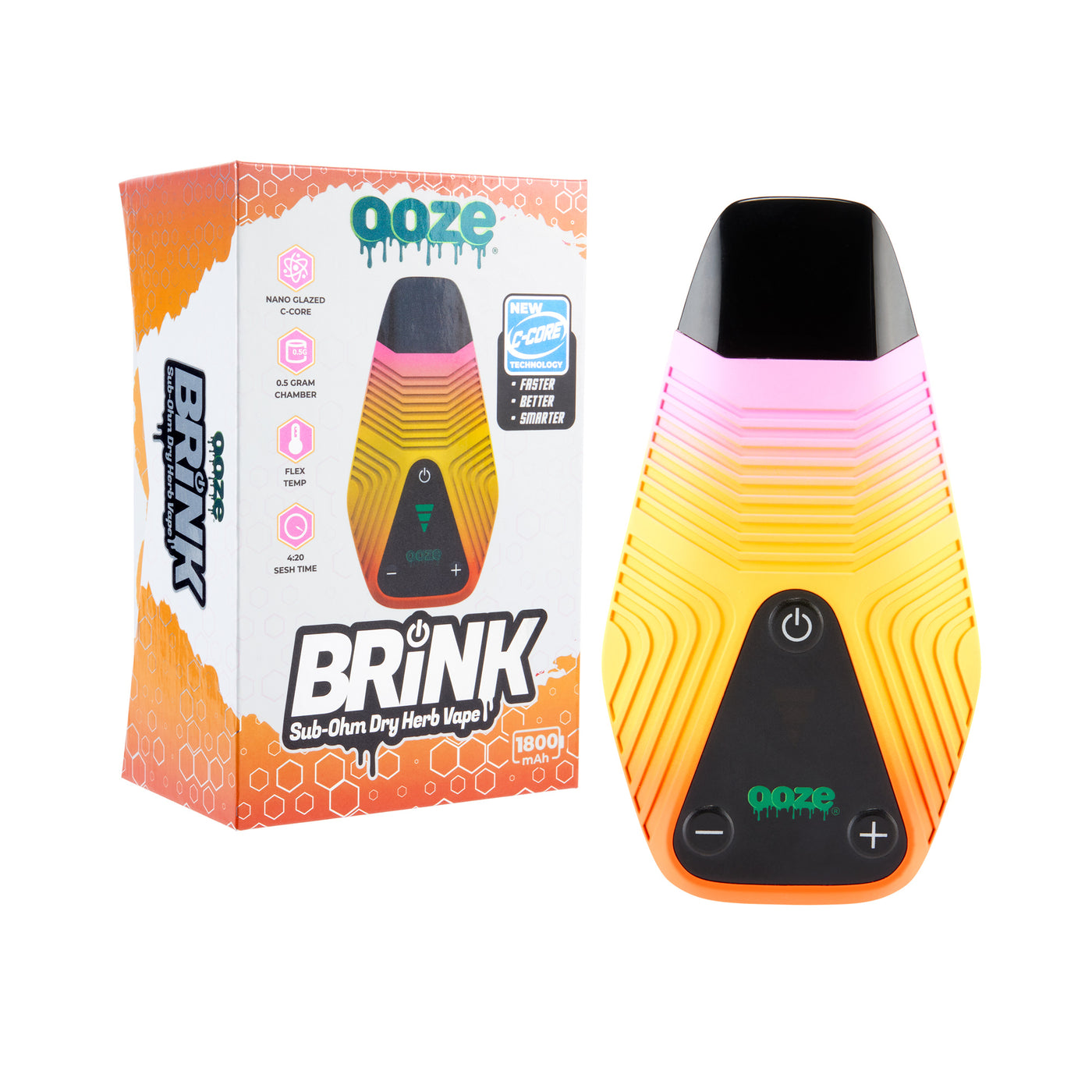 Brink 1800mAh Yellow Pink Dry Herb Vaporizer Pen | Ooze Brink 1800mAh Yellow Pink Dry Herb Vaporizer Pen | Ooze