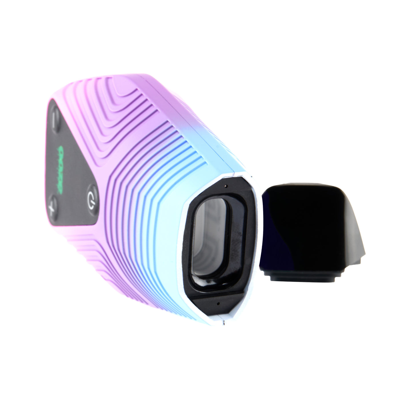 Inside, angled view of Brink blue and purple vape pen
