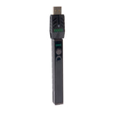 angled view of black Quad 2 square vape including USB charger