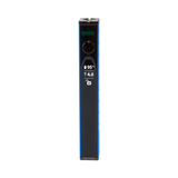 The blue Ooze Quad 2 square vape has the screen turned on against a white background
