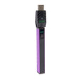 angled view of purple Quad 2 square vape including USB charger