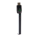 Angled view of the white Ooze Quad 2 vape battery with a 510 charger attached on a white background