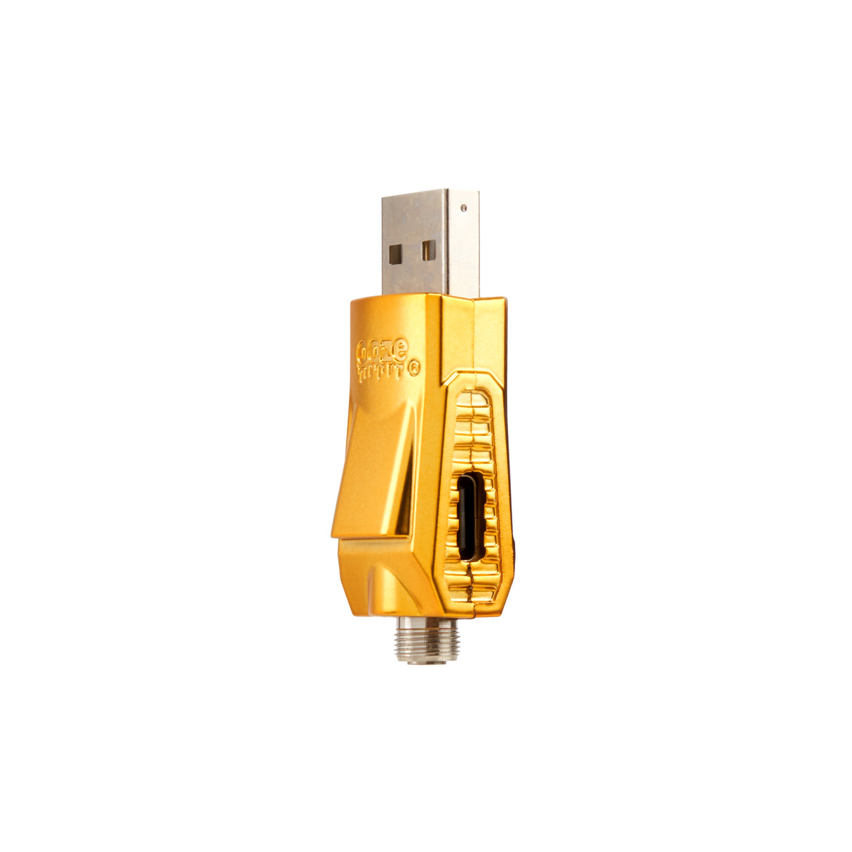 Angled view of gold Bolt 510 USB Charger with type-c port shown