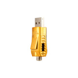 Angled view of gold Bolt 510 USB Charger with type-c port shown