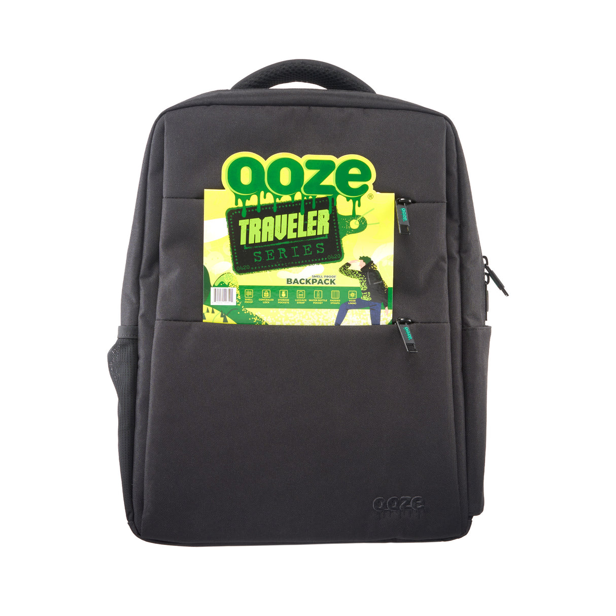 Black smell proof Traveler Series backpack with insert