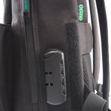 Close up of the 3-digit lock on the smell proof backpack
