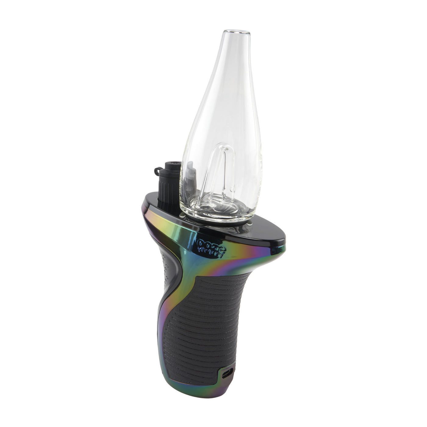 Angled view of Rainbow Ooze Trigger vaporizer max e-rig