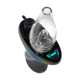 Rainbow Ooze Trigger vaporizer max e-rig from an above angle with the screen turned on