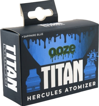 Side view of blue Titan big vape pen replacement atomizer product box