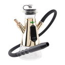 Gold hookah dab rig with black hose attached
