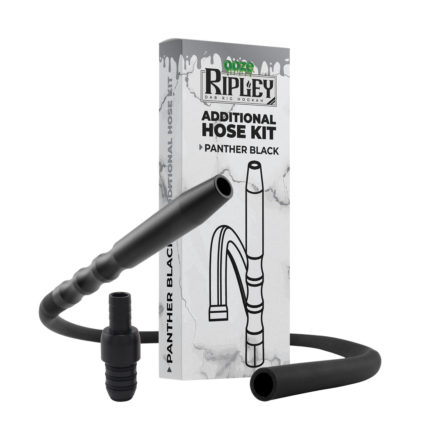 Black Hookah Hose wrapped around Hookah Dab Rig Hose replacement box